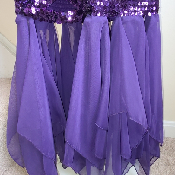 3 Peice Purple Sequins Dance Skirt Set⁷ - Picture 4 of 9